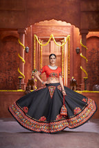 AI Fashion Black Art Silk Designer Navratri Lehenga Choli Collection