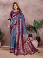 Aastha Fashion Grey Kalamkari Silk Zari Woven Saree - Distacart