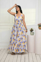 Myshka Women Multi-Floral Rayon A-Line Round Neck Dress - Distacart