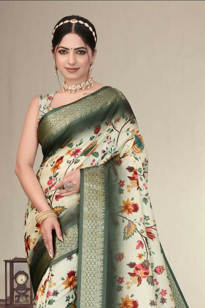PR Fashion Multi Heavy Rich Cotton Silk Digital Print & Jacquard Saree