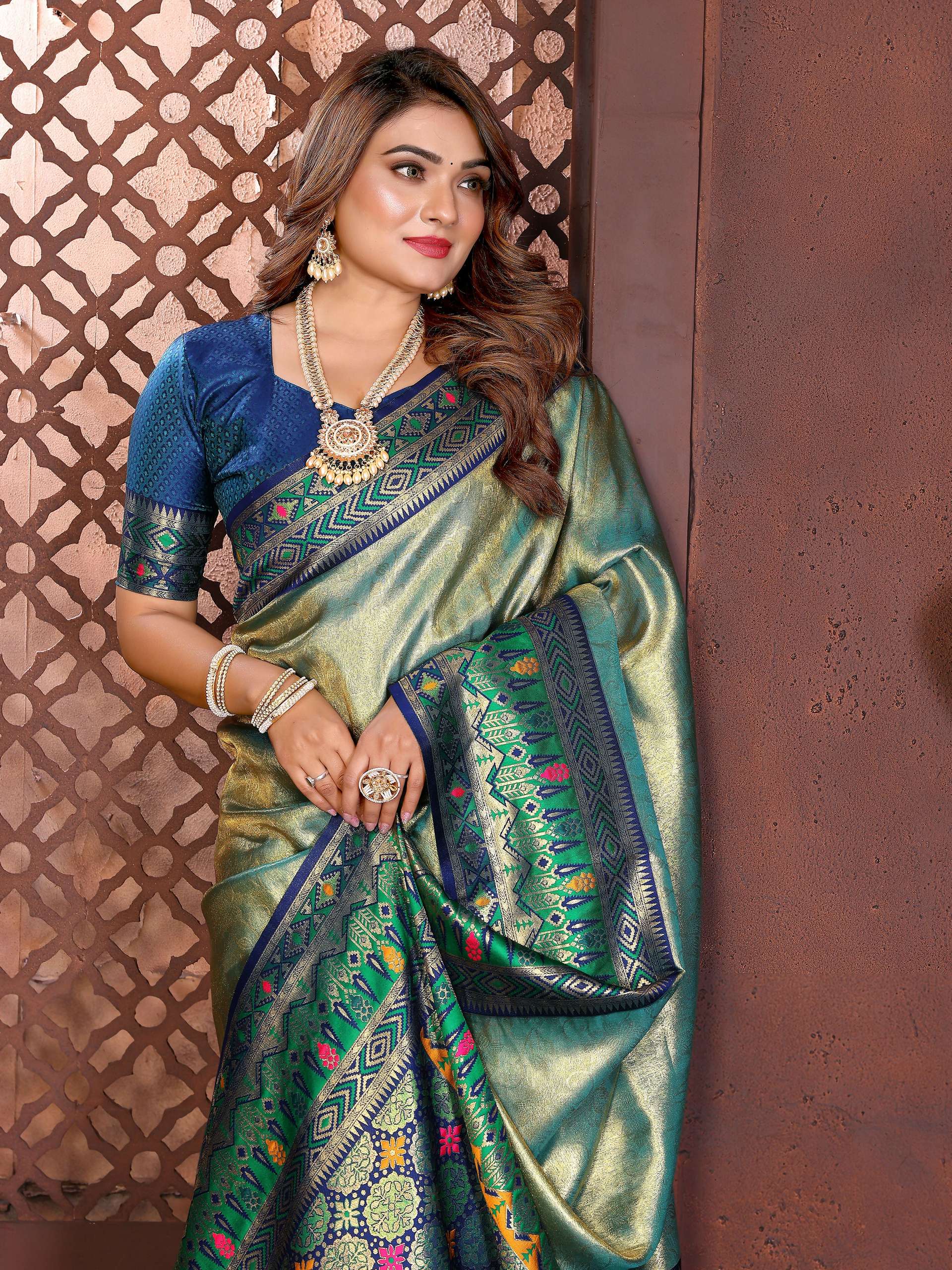 Aastha Fashion Sea Green Tissue Silk Weaving Saree - Distacart
