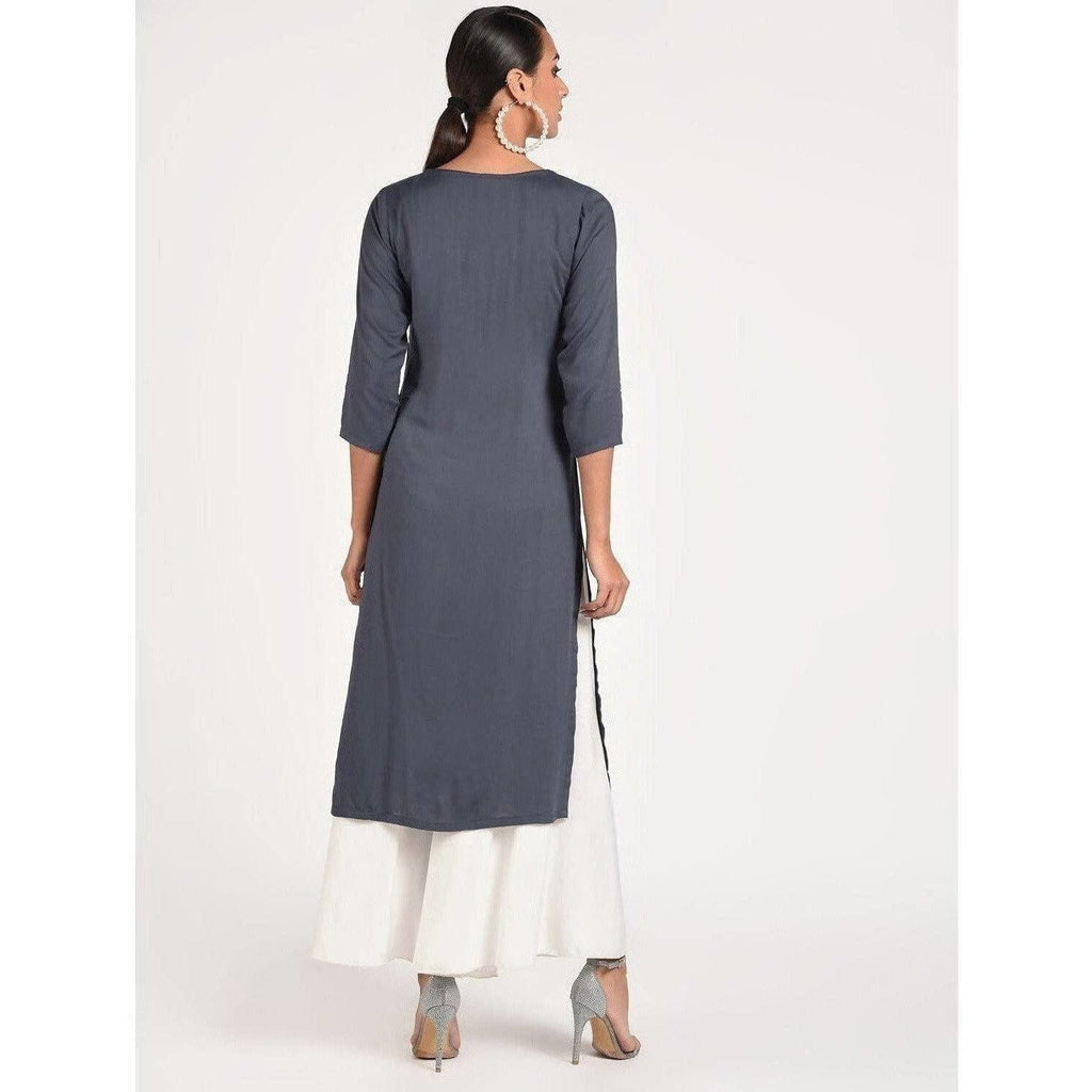 Cheera Women's Rayon Straight Kurta With Beautiful Embroidery Patch (CH016K)