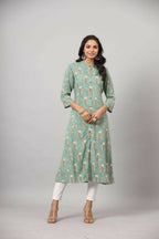 Juniper Women's Green Printed A-Line Kurta - Distacart
