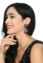 Mominos Fashion Johar Kamal Kundan Work Jhumka With Red Beads - Distacart