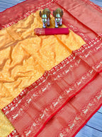 DEIANA'S Beautiful Designer Golden zari Soft Lichi Silk Saree - Yellow