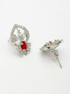 NVR Women Silver-Plated American Diamond-Studded Pendant Set