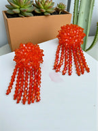 Inhanns Handmade Crystal Water Fall Earrings - Short - Orange - Distacart