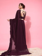 Ahalyaa Ruffled Poly Georgette Saree