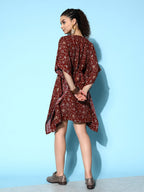 InWeave Women's Burgundy Jaal Print Kaftan Dress - Distacart
