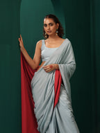trueBrowns Powder Blue Muslin Silk Ready to Wear Saree