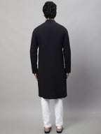 Even Apparels Black Pure Cotton Kurta With Band Collar