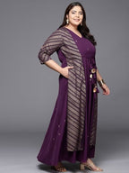 Ahalyaa Plus Size V-neck Maxi Ethnic Dress - Distacart