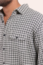 Xkind White Textured Checks Overshirt/ Shirt