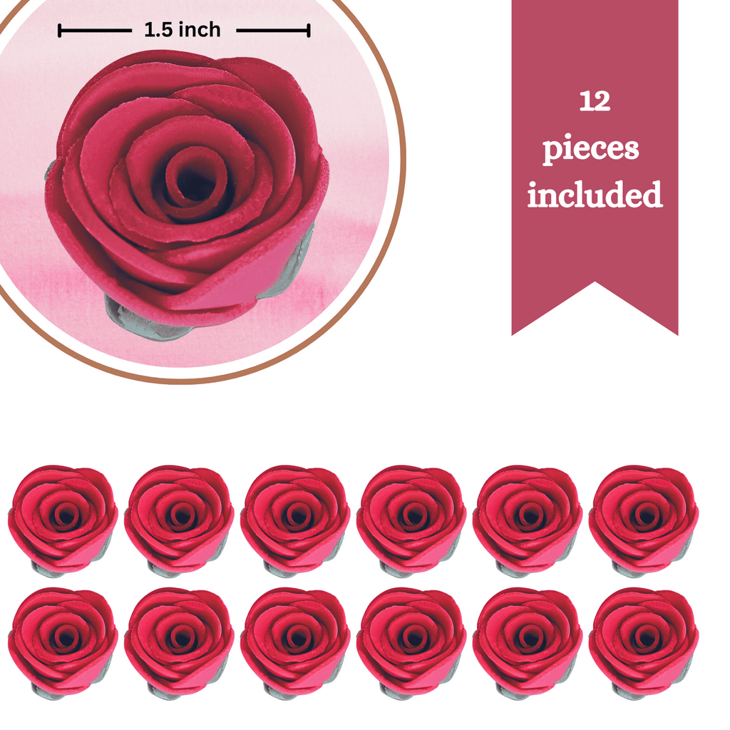 confect edible rose topper edible rose for cake decorations edible crimson pink roses pack of 12