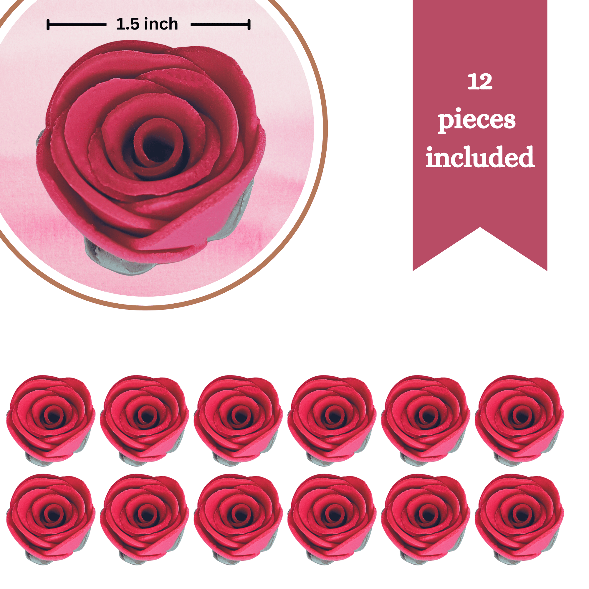 confect edible rose topper edible rose for cake decorations edible crimson pink roses pack of 12