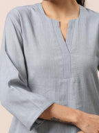 trueBrowns Cotton Steel Blue Short Co-Ord Set | Relove - Distacart