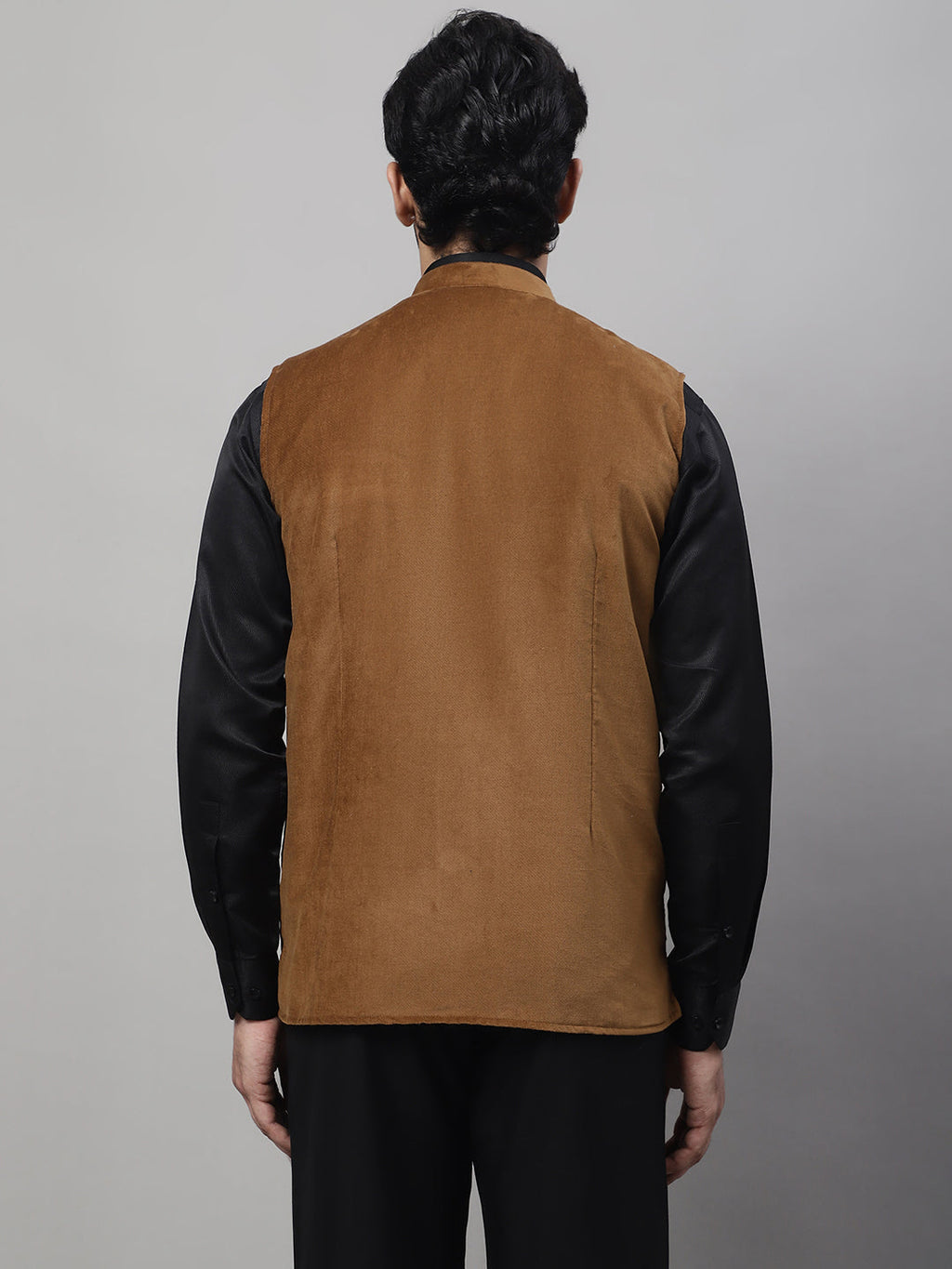 Even Apparels Men's Brown Nehru Jacket With Welt Pockets