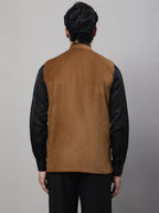 Even Apparels Men's Brown Nehru Jacket With Welt Pockets
