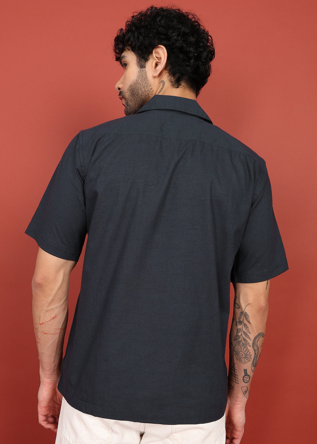 Fabmade Midnight Black Cuban Collar Shirt