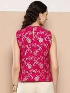 InWeave Women's Fuchsia Brocade Halter Top