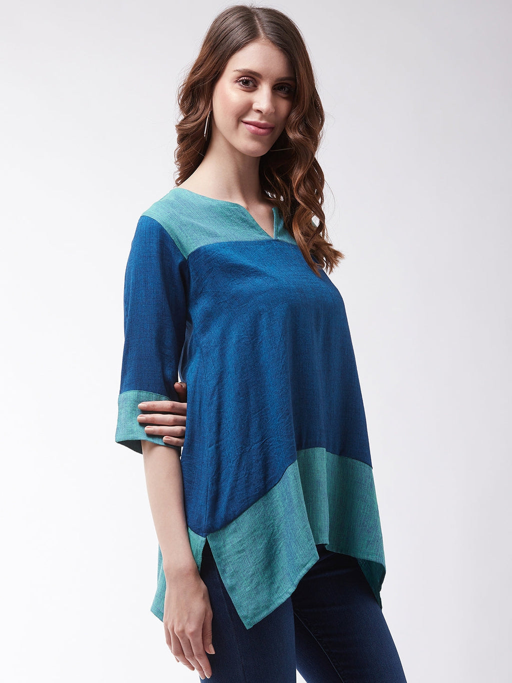 InWeave Women's Peacock Blue Top
