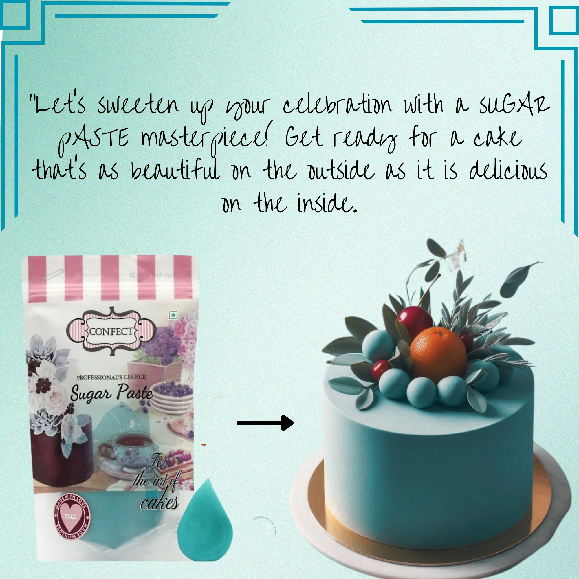 teal fondant edible sugarpaste 1kg