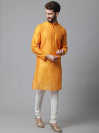 Even Apparels Yellow Check Kurta With Band Collar - Distacart