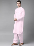 Fabmade Men Pink Pathani Kurta