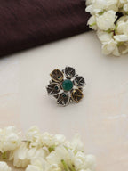 trueBrowns Silver Gold Tone Petal Ring