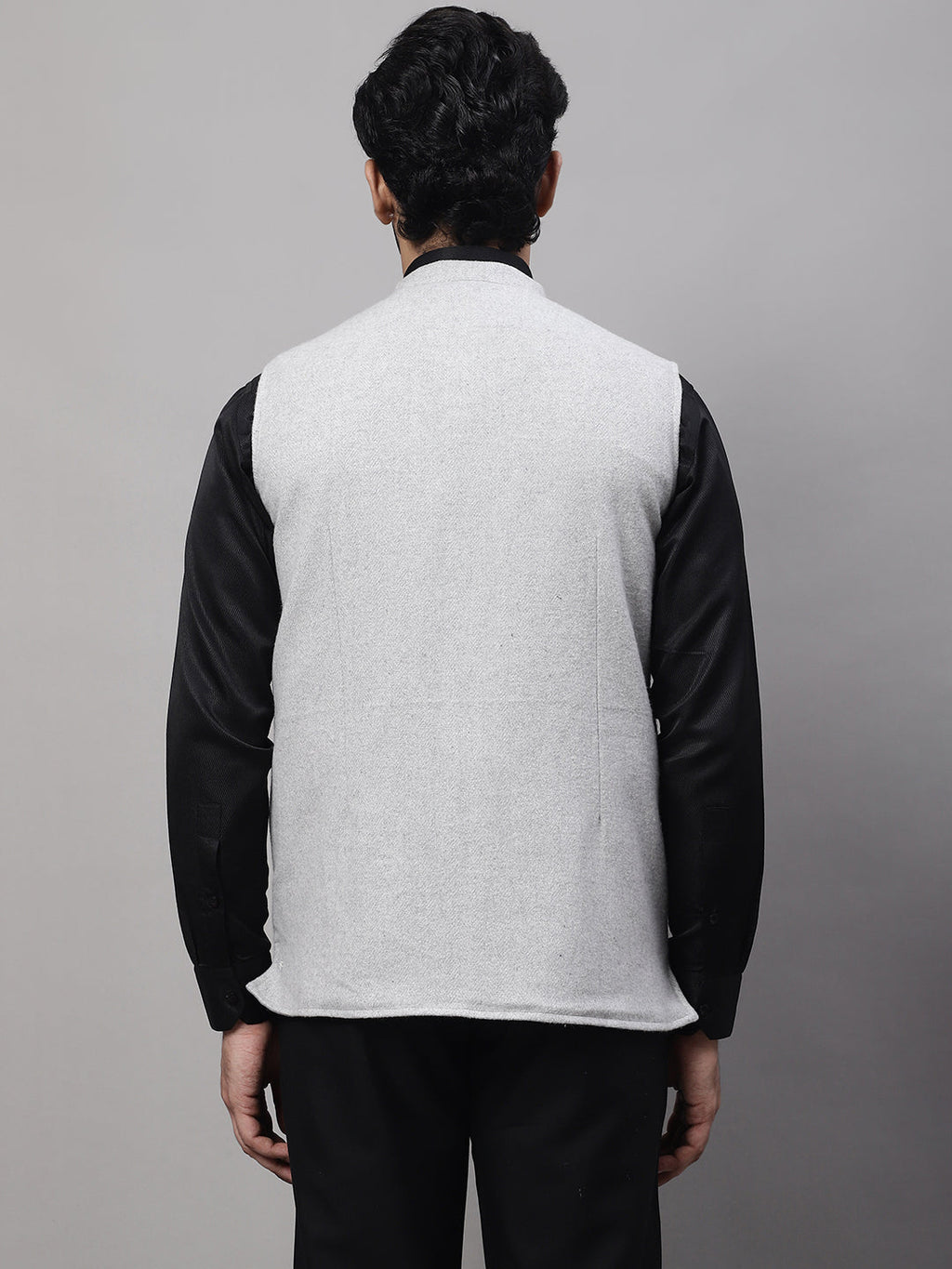 Even Apparels Men's Grey Pure Wool Nehru Jacket
