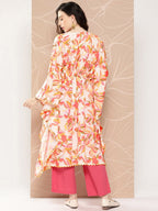 Ahalyaa Women Floral Printed Flared Sleeves Gotta Patti Crepe Kaftan Kurta - Distacart