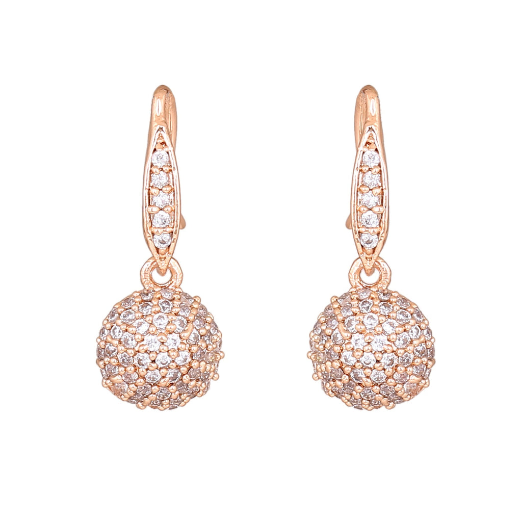 Estele Rose Gold-Polished CZ Beautiful Round Designer Mangalsutra Necklace Set with White Austrian Crystals for Women