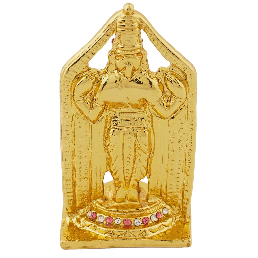 Estele Gold-Polished Lord Tirupati Balaji Idol Showpiece for Pooja Mandir/ Home Decorative