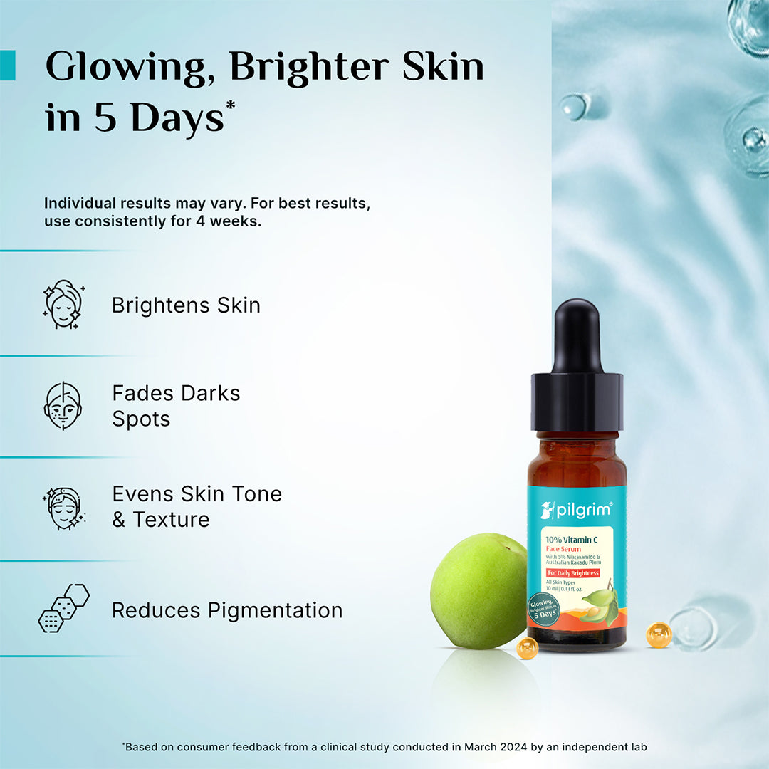 Pilgrim 10% Vitamin C Face Serum For Daily Brightness 5% Niacinamide - Distacart