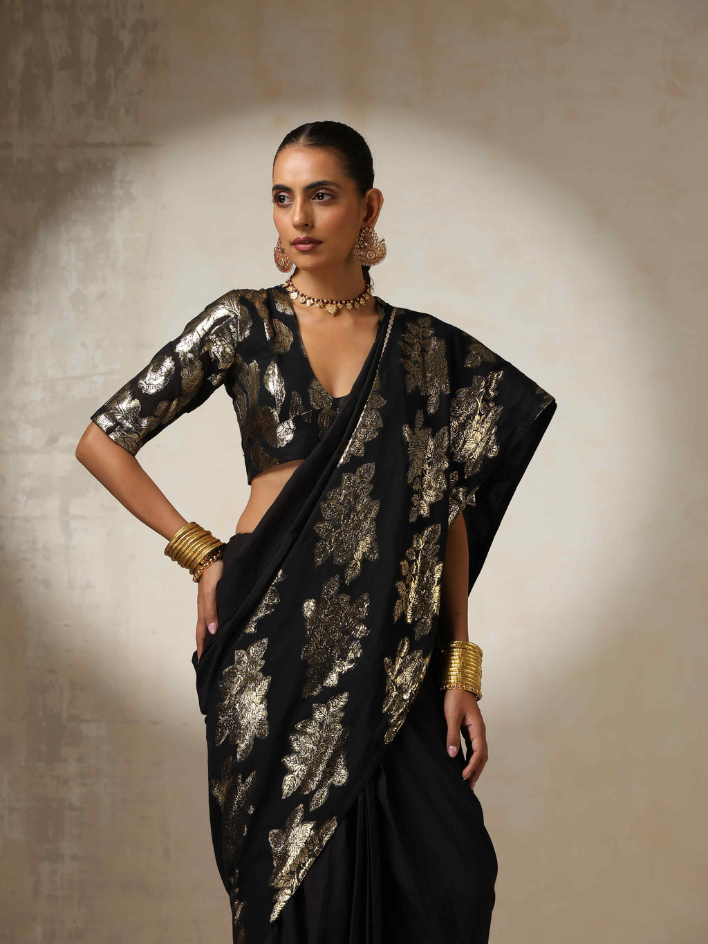 trueBrowns Black Metallic Blouse