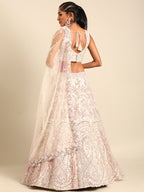 House of Panchhi Cream Net Multi Sequins with heavy Zarkan embroidery Lehenga choli & Dupatta