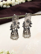 trueBrowns Silver Tone Floral Jhumka Earrings - Distacart