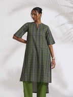 trueBrowns Grey Cotton Print Highlow Kurta Set - Distacart