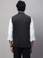 Even Apparels Men's Black Nehru Jacket With Welt Pockets