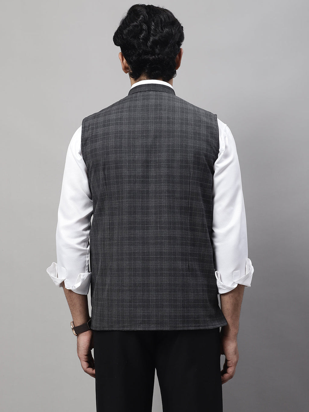 Even Apparels Men's Grey Nehru Jacket With Welt Pockets