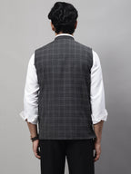 Even Apparels Men's Grey Nehru Jacket With Welt Pockets