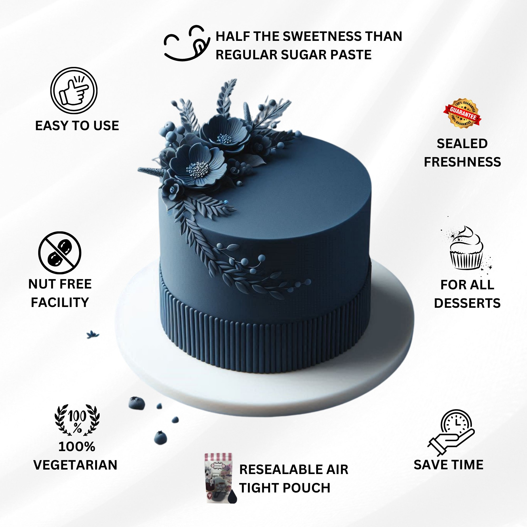 night sky navy fondant edible sugarpaste 1kg