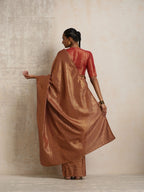 trueBrowns Brown Gold Lurex Ready To Wear Saree