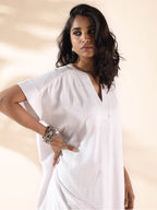 trueBrowns White Cotton Oversized Dress - Distacart