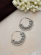 trueBrowns Silver Tone Pearl Hoop Earrings - Distacart