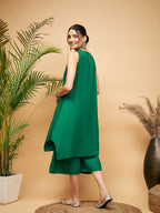 InWeave Women's Forest Green Short Kurta Palazzo Set