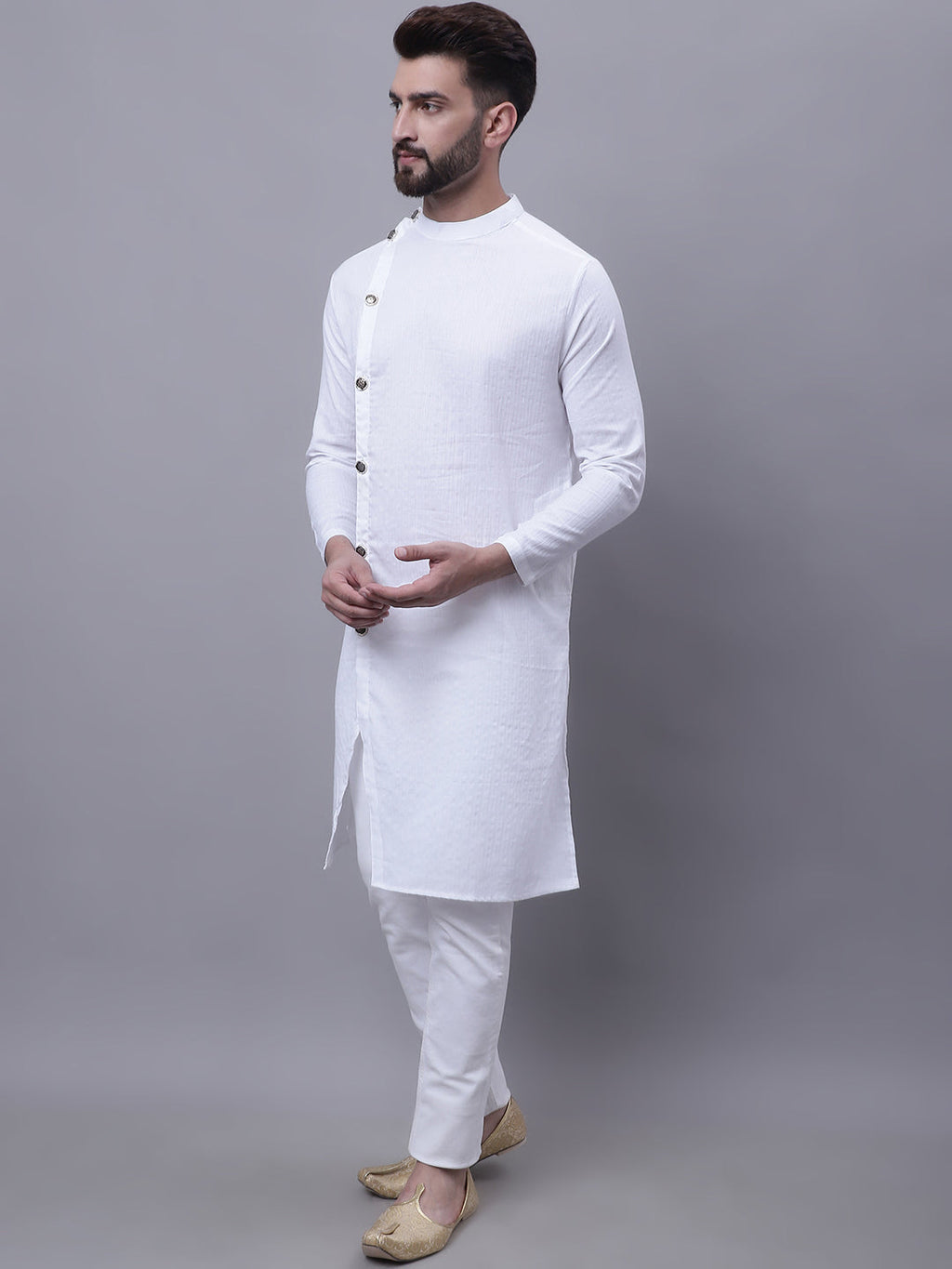 Even Apparels White Sherwani Kurta With Asymetrical Cut - Distacart