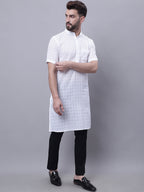 Even Apparels White Pure Cotton Short Sleeves Kurta With Band Collar - Distacart
