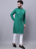 Even Apparels Green Kurta With Band Collar - Distacart