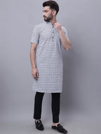 Even Apparels Multi Pure Cotton Short Sleeves Kurta With Band Collar - Distacart